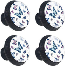 Farfalle astratte blu rosso Pomelli per Porta Set di 4 Pomelli per Mobili Manopole per Cassetti Cucina Armadio Vetro