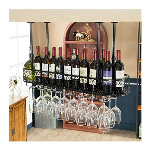 CCFENG Bar portabicchieri, Porta Bicchiere di Vino, KTV Calice Capovolto Creativa del Supporto del Bicchiere di Vino Appeso, Supporto del Vino Vino Rack (Color : Black, Size : 80 * 25cm)