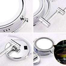 WZDD Specchio Ingranditore da Parete, Specchio da Trucco con Luce LED, 5X Ingrandimento Girevole Cosmetico Specchio - Ideale per Bagno Hotel Spa