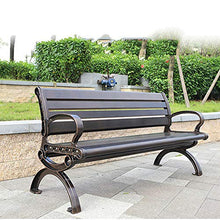 Panca da giardino panca per il tempo libero all'aperto, sedile da parco stabile in alluminio pressofuso per 3 persone, panche in metallo resistenti alle intemperie e alle intemperie per terrazze