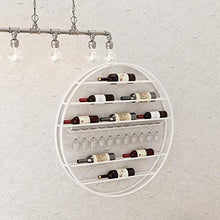 FTYYSWL - Scaffale da parete per bottiglie di vino, in ferro, con supporto per bicchieri di vino, rotondo, per casa e bar, 75 x 10 cm