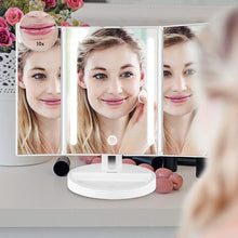 Auxmir Specchio Trucco con Luci, Specchio da Tavolo con Ingranditore 1X/10X, Luminosità Regolabile a Touch Screen,180° Girevole, Ideale Trucco, la Cura del Viso, Rasatura