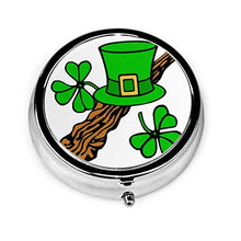 Happy St Patrick's Day - Contenitore rotondo per pillole, 3 scomparti, in metallo, per medicina e vitamine, per viaggi all'aperto