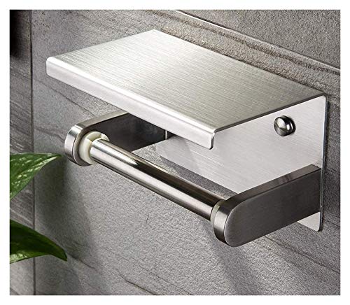 ZYNSGYYS Mensola Doccia Porta Carta igienica con ripiano - Supporto per Rotolo di Toilette in Acciaio Inossidabile Autoadesivo o a Parete per Bagno 1221