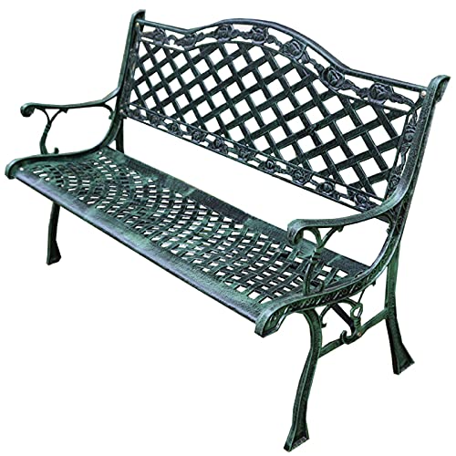 GaoF Panchina da Giardino per Esterni Panchine da terrazza per Il Tempo Libero, panchine in ghisa di Metallo anticorrosione, antiruggine, panchina Decorativa a 2 posti intagliata retrò con braccioli