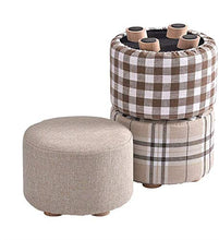 Sgabello da Cucina Soggiorno Rotonda Divano a Panca di Legno Seduta in Tessuto Lavabile Sgabello Sgabelli for Bambini Cotone e da Cucina Sedia Bassa Sgabello da barYZJL (Color : Stripes)