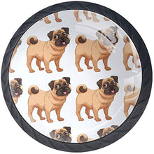 Cartone animato Pug Dog Pattern Pomelli per Porta Set di 4 Pomelli per Mobili Manopole per Cassetti Cucina Armadio Vetro