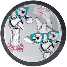 Giraffa disegnata a mano con farfallino occhiali Pomelli per Porta Set di 4 Pomelli per Mobili Manopole per Cassetti Cucina Armadio Vetro