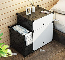 OCCP Armadietto da Camera da Letto Fai-da-Te Armadio Multifunzionale Scatola di plastica Decorazione Domestica e Deposito per Bambini (Nero Bianco),B