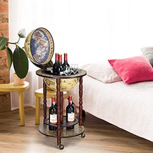 DREAMADE Mappamondo Bar Mobile Bar, Portabottiglie Scaffale per Vino con 3 Ruote, 88 x 45 x 45cm (medello 2)