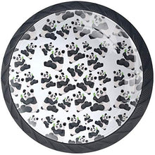 Panda sveglio cinese che mangia bambù Pomelli per Porta Set di 4 Pomelli per Mobili Manopole per Cassetti Cucina Armadio Vetro