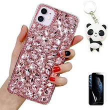 Artfeel Custodia Glitter per Samsung Galaxy S21 Ultra 5G,Bling Brillante Diamante Lucida Trasparente Cristallo Strass Ragazze Donne Cover con Portachiavi Panda Carino e Protezione Schermo,Rosa