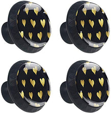 Golden Hearts Love Pattern Nero Pomelli per Porta Set di 4 Pomelli per Mobili Manopole per Cassetti Cucina Armadio Vetro