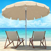 BAKAJI Ombrellone da Mare Spiaggia Giardino Diametro 220 cm con Palo in Alluminio 32mm Struttura a 16 Stecche in Fibra di Vetro e Rivestimento in Tessuto Poliestere 200g Anti UV Colore Beige