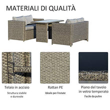 Outsunny Set 3 Pezzi Mobili da Giardino con 2 Divani con Cuscini e 1 Tavolo in Rattan PE, Salotto da Esterno Grigio-Nero