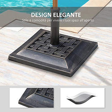 Outsunny Basamento per Ombrellone da Giardino in Resina e Acciaio in Stile Vintage, 44x44x32cm, Nero e Bronzo