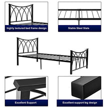 Wealthgirl - Struttura moderna per letto singolo, 90 x 190 cm, in metallo, con testiera per bambini, adolescenti, adulti, colore: Nero