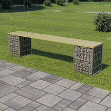 Tidyard Giardino Panchina Gabbione,Panchina Gabbione di Alta Qualitá 180 cm in Acciaio Zincato e Legno di Pino FSC