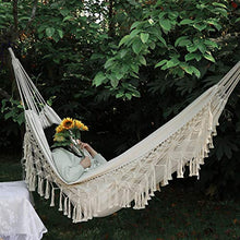 SHUAISHUAI Grande 2 Persona Hammock Boho Style Brazilian Macrame Frangia Decorazione Deluxe Decorazione Amaca Hammock Net Swing Sedia Indoor Swing Installazione Facile