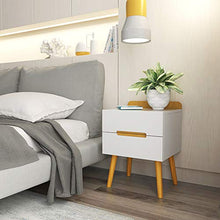 ZZBIQS, comodino in legno bianco con 2 cassetti, moderno, tavolino per camera da letto (bianco e naturale)