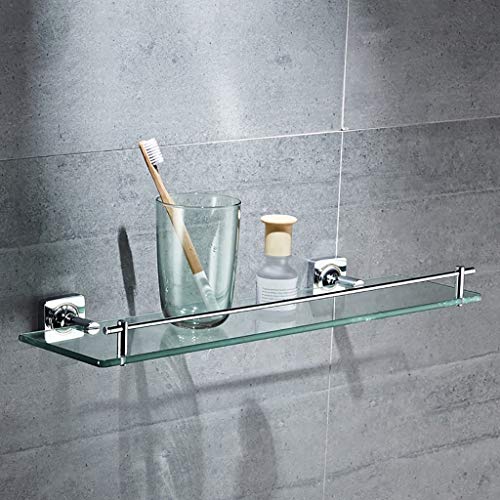 HYYDP Mensole bagno Mensola for bagno Lavaggio in rame pieno Scaffale in vetro temperato Singolo strato Supporto cosmetico Scrivania Specchio for bagno Cornice anteriore (dimensioni: 52 cm) Scaffale f