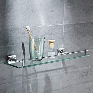 HYYDP Mensole bagno Mensola for bagno Lavaggio in rame pieno Scaffale in vetro temperato Singolo strato Supporto cosmetico Scrivania Specchio for bagno Cornice anteriore (dimensioni: 52 cm) Scaffale f