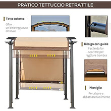 Outsunny Pergola con Tende Scorrevoli da Giardino 295x245cm, Gazebo a Pergola da Esterno in Metallo Cachi