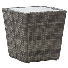 FAMIROSA Tavolino Grigio 41,5x41,5x43 cm in Polyrattan e Vetro Temperato