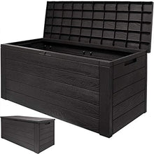 Deuba Baule da Giardino Effetto Legno 120 x 46 x 57 cm Box Contenitore XXL Idrorepellente con Coperchio