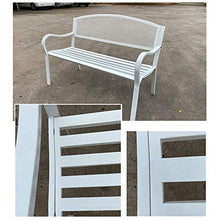 Creative LDF Panca da Giardino Bianca con Braccioli, Panca da Giardino Moderna in Metallo, Sedile Doppio da Esterno con Schienale Decorativo in Ghisa, 120x60x80cm