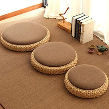 LTINN Rotondo Cuscino da Pavimento Tatami Tappetino A Mano Cuscino del Sedile Pouf Traspirabilità per Meditazione Yoga Cerimonia del tè-a, Cuscini ecologici, Soggiorno Balcone Giardino