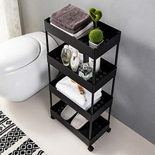 LYM &ripiano di stoccaggio Stoccaggio Carrello, Multifunzione Famiglia Ferro Art Kitchen Shelf da Terra Carrello Trolley -Black 4Tier Scaffale di Finitura