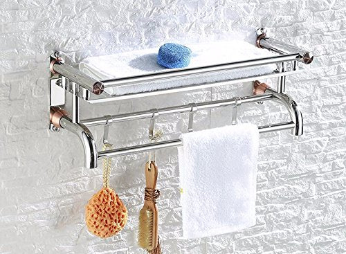 MBYW Portasciugamani Alto carico Portasciugamani Elegante da Bagno Mensola portaoggetti Porta Asciugamani, Multi-Funzione, portaoggetti per Bagno, Acciaio Inossidabile, mensola, 50 * 16 * 15,5 cm