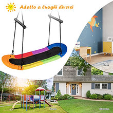 COSTWAY Altalena da Giardino Per Bambini, Altalena Ovale da Albero, con Maniglie, per Esterno, Portata Max. 150 kg (Multicolore)