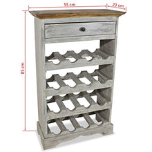 Festnight Portavino Porta Bottiglie Stile Anticato in Legno Massello Recuperato con 4 Pianni e Una Cassetta 55x23x85 cm per 16 Bottiglie