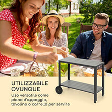 blumfeldt Menorca Roll - Tavolino da Servizio, Carrello con Rotelle, Dimensioni: 100 x 83 x 49 cm (LxAxP), 2 Ripiani, 2 Ruote, Materiale: Alluminio/Polywood, Rivestito a Polveri, Teak