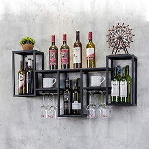 Wine Rack Industriale Wine Rack Parete Metallo Appeso Supporto del Vino Wine Accessori in Legno Mensole Mensola Bar Home Decor Wine Rack (106x20x58cm)