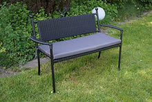 PrimoLiving Elegante panchina da giardino in polyrattan con morbido cuscino in grigio scuro nero
