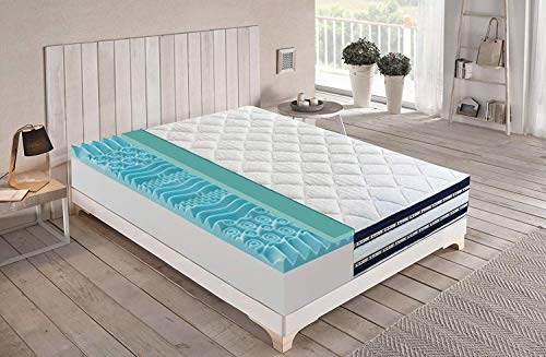 Materassiedoghe - Materasso Matrimoniale Memory Gel da 6,5cm rinfrescante a 9 Zone Differenziate Alto 25cm con Memory Gel Ortopedico Certificato Presidio Medico con DETRAZIONE (160x190)