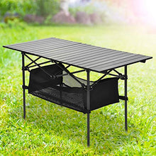 Tavolo Pieghevole da Campeggio, Piano in Lega di Alluminio, Staffa in Ferro, con Borsa per il Trasporto, Tavolo da Giardino per Balcone, Picnic, Pesca, Camper, 118,2x54,8x66,8 cm