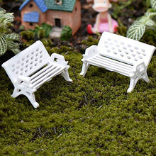 QULONG Ornamenti da Giardino per Esterni 2 Pezzi Mini panchina da Parco Ornamento da Giardino Decorazioni Artigianali in Miniatura - Bianco S