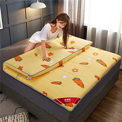 Z&HA Dormire Tatami Tappetino, Pieghevole Futon Tatami Materasso Morbido Spesso Giapponese dormitorio Mattress Pad,Giallo,90x190cm