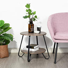 MEUBLE COSY - Comodino rotondo con contenitore scandinavo industriale, design moderno, marrone, 46 x 46 x 45 cm