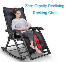 Sywlwxkq Sedia a Dondolo Zero Gravity Patio Sedia reclinabile Pieghevole Sedia da Campeggio reclinabile con Cuscini Prato Outdoor Office Beach Portable Supporti 200kg Nero