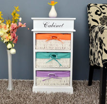 ts-ideen - Cassettiera comò con 3 cesti dalla fodera colorata, colore: Bianco, Arancio, Verde, Lilla