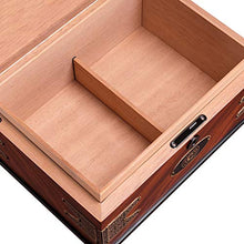 Ljf Cigar Box Cigar Moisturizing Cabinet Travel Portatile di Grande capacità Cedar Wood Cigar Cabinet Cigar Alcoholized Idratante Box Retro Stampa Umidificatore può Contenere 50 Best Gift