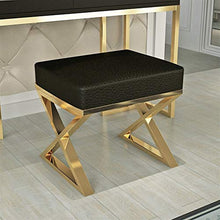 Jiangang- Moda poggiapiedi imbottito cuoio artificiale del sedile 丨 Ferro Sgabello Piazza Pouffe banco trucco Sgabello 丨 multifunzionale in pelle poggiapiedi scarpe Cambio Sgabello-45x40x45cm, Cuscino