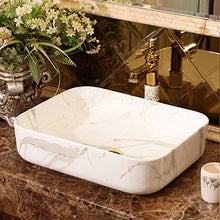 HEIFEN Lavabo in Ceramica monoforo, Rettangolare, lavello per Cucina in Ceramica, lavabo lavabo lavabo in Oro White