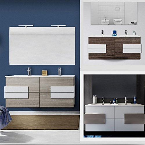 Bagno Italia Mobile arredo bagno Energy 120 cm fascia centrale doppio lavabo con specchio disponibile in 3 colori I