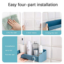 XLTT JUKOO Scaffali da bagno, senza foratura, per doccia, ad angolo, da parete, in materiale ABS robusto, per bagno, doccia rettangolare (blu